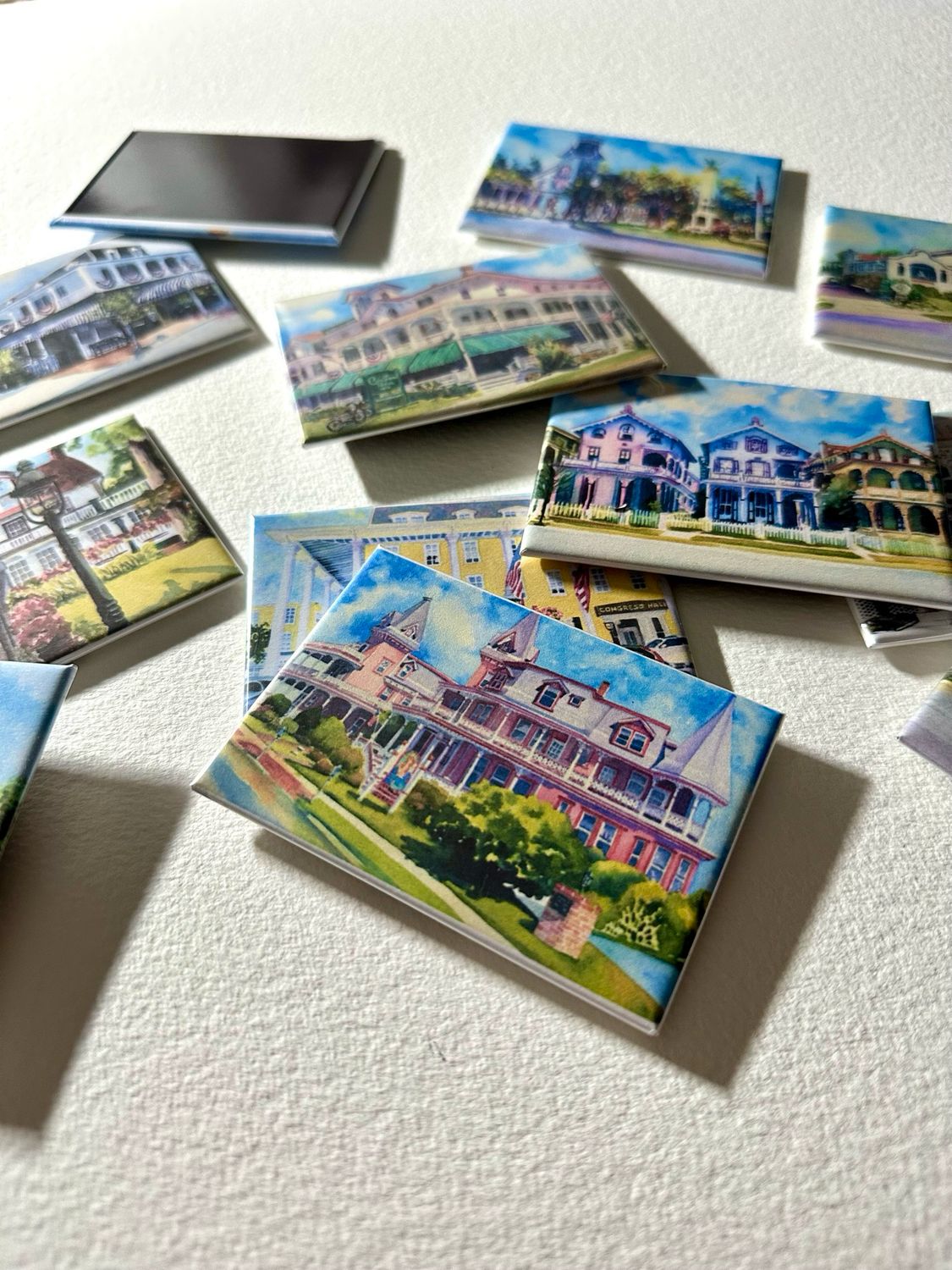 Cape May NJ Watercolor Art Magnets - Set of 9 Mini Prints Featuring Original Paintings by Brenda Ann