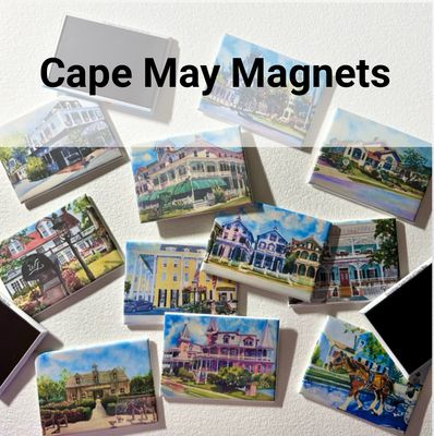Cape May NJ Watercolor Art Magnets - Set of 9 Mini Prints Featuring Original Paintings by Brenda Ann