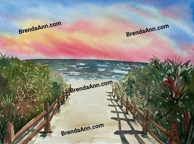 Stone Harbor Beach watercolor print 11x14 inches Stone Harbor NJ art