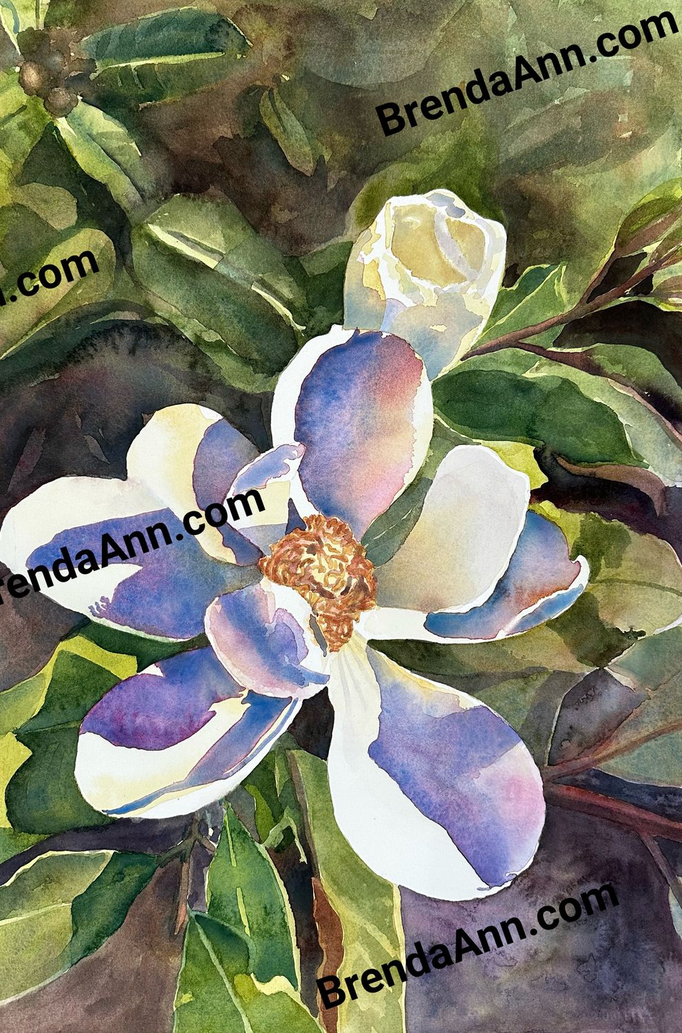 Magnolia Floral watercolor print 11x14 inches Flower art gift