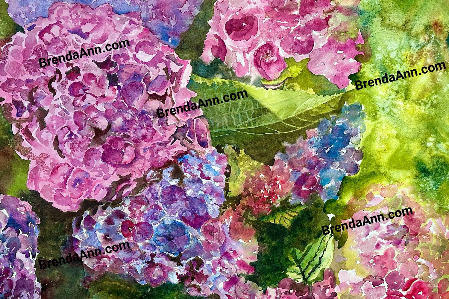 Hydrangea Watercolor Print - Floral Beach Home Art Gift