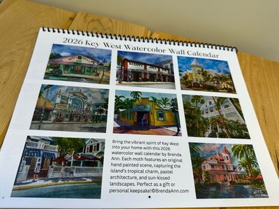2026 Key West Watercolor Wall Calendar – Spiral Bound Coastal Art by Brenda Ann