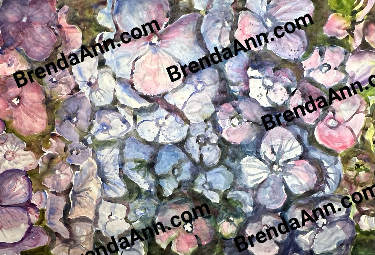 &quot;Blue Blossoms&quot; Blue Hydrangea Watercolor Print - Floral Beach Home Art Gift - Stone Harbor NJ Artist