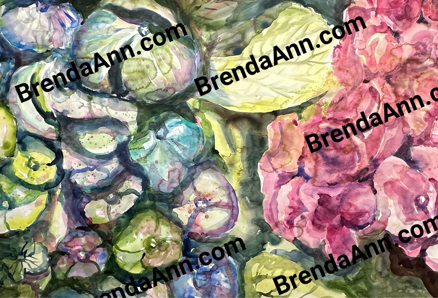 &quot;Summer Dreams&quot; Green Pink Hydrangea Watercolor Print - Floral Beach Home Art Gift - Stone Harbor NJ Artist