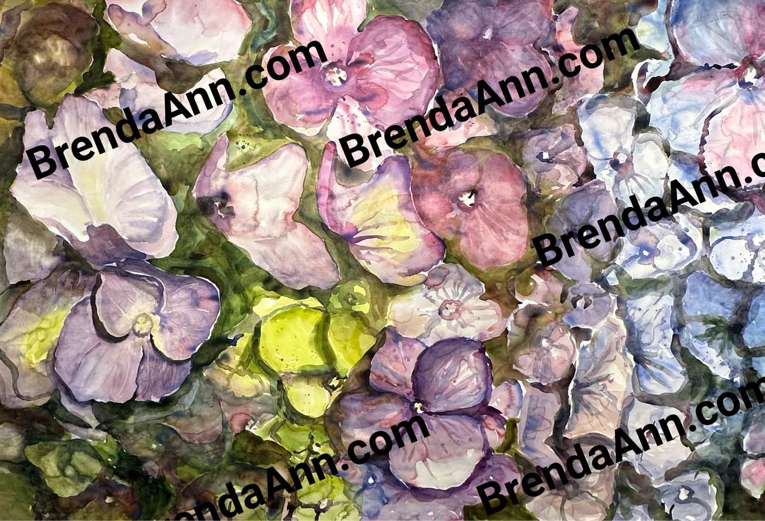 &quot;Paper Petals&quot; Purple Pink Hydrangea Watercolor Print - Floral Beach Home Art Gift - Stone Harbor NJ Artist