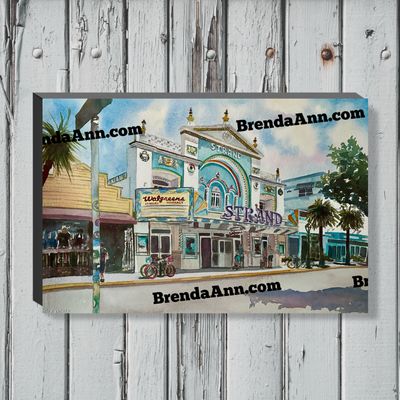 The Strand Watercolor Print - 1.25" Deep Canvas Gallery Wrapped Key West Florida Keys Beach House Art Gift