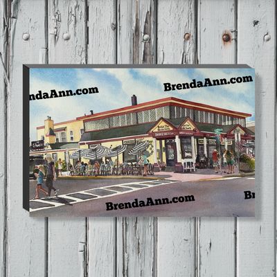 Fishin’ Pier Grille South Watercolor Print - 1.25" Deep Canvas Gallery Wrapped Stone Harbor New Jersey Beach House Art Gift
