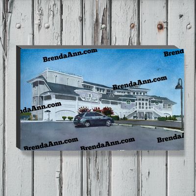 Yacht Club of Sea Isle City Watercolor Print - 1.25" Deep Canvas Gallery Wrapped New Jersey Beach House Art Wedding Gift