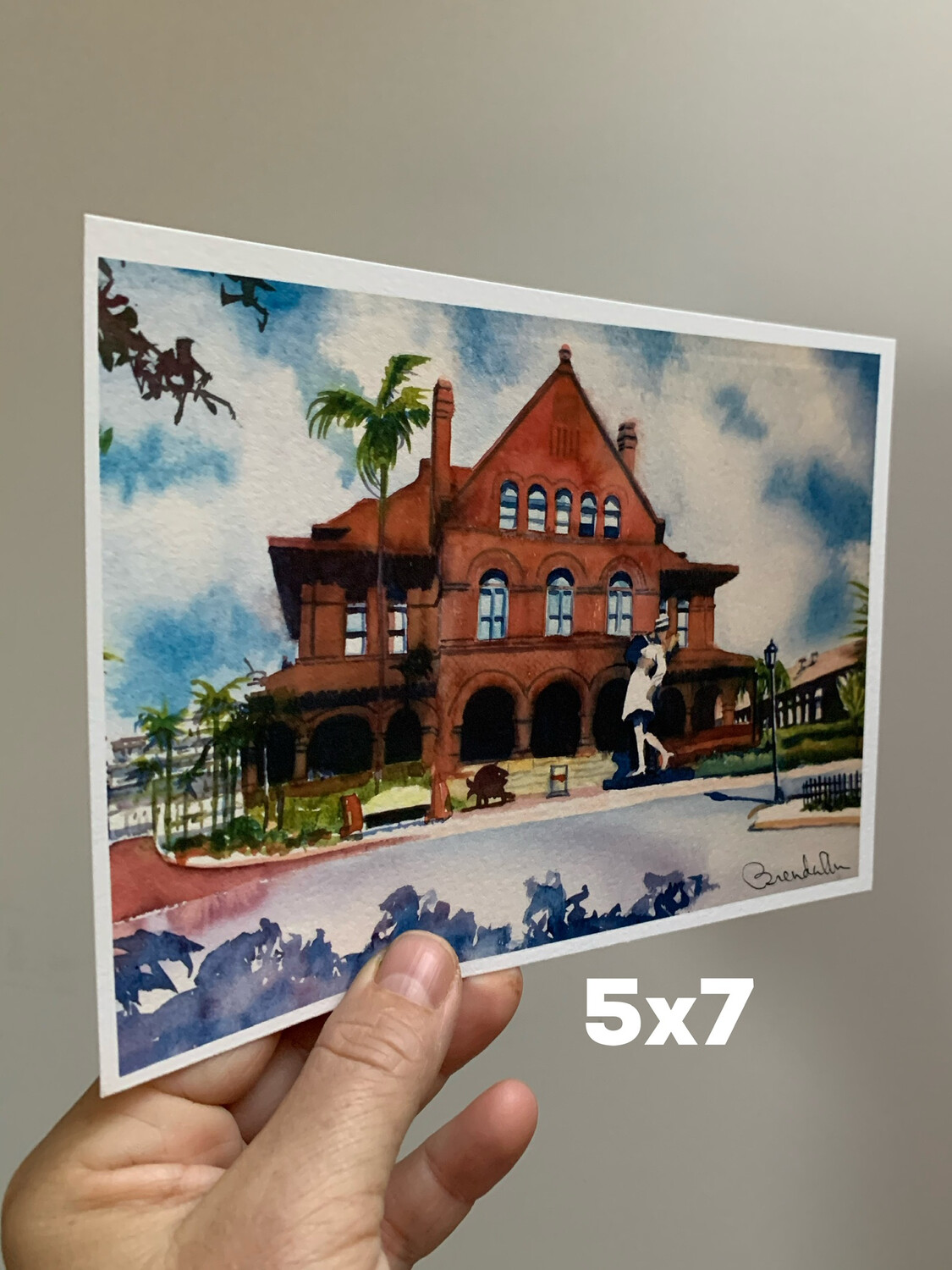 Custom House Watercolor Print - 5x7 inch Key West Florida Keys Beach House Art Gift