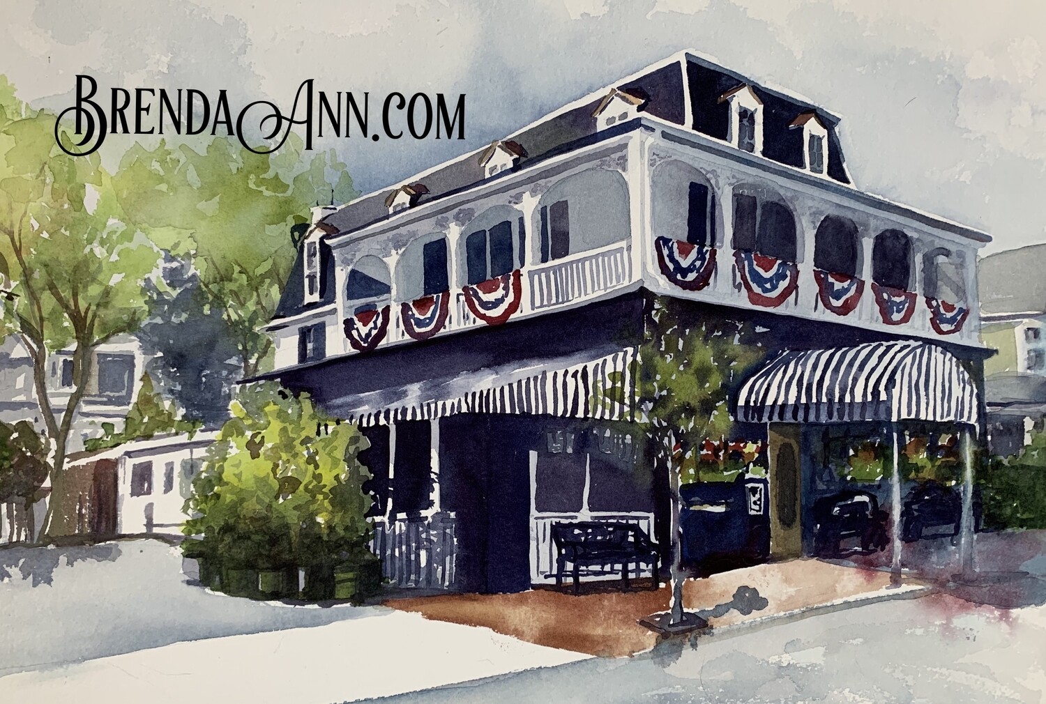 The Merion Inn watercolor print 11x14 inches Cape May NJ art