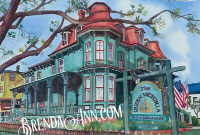 Queen Victoria Bed and Breakfast watercolor print 11x14 inches Cape May NJ art