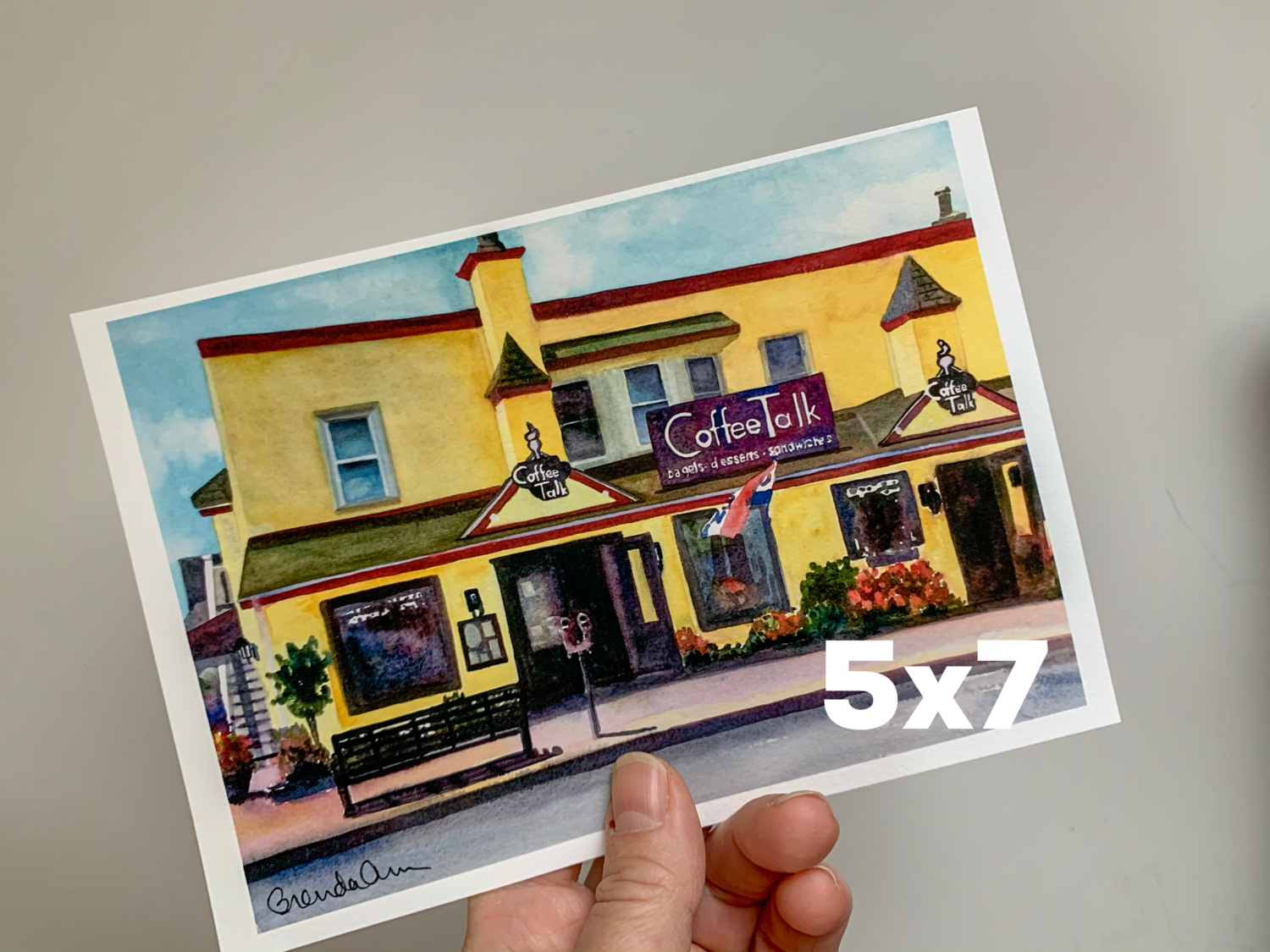 Coffee Talk watercolor print 5x7 inches Stone Harbor NJ art