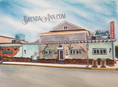 Henny's Restaurant watercolor print 11x14 inches Vintage Stone Harbor NJ art