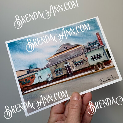 Henny's Restaurant watercolor print 5x7 inches Vintage Stone Harbor NJ art