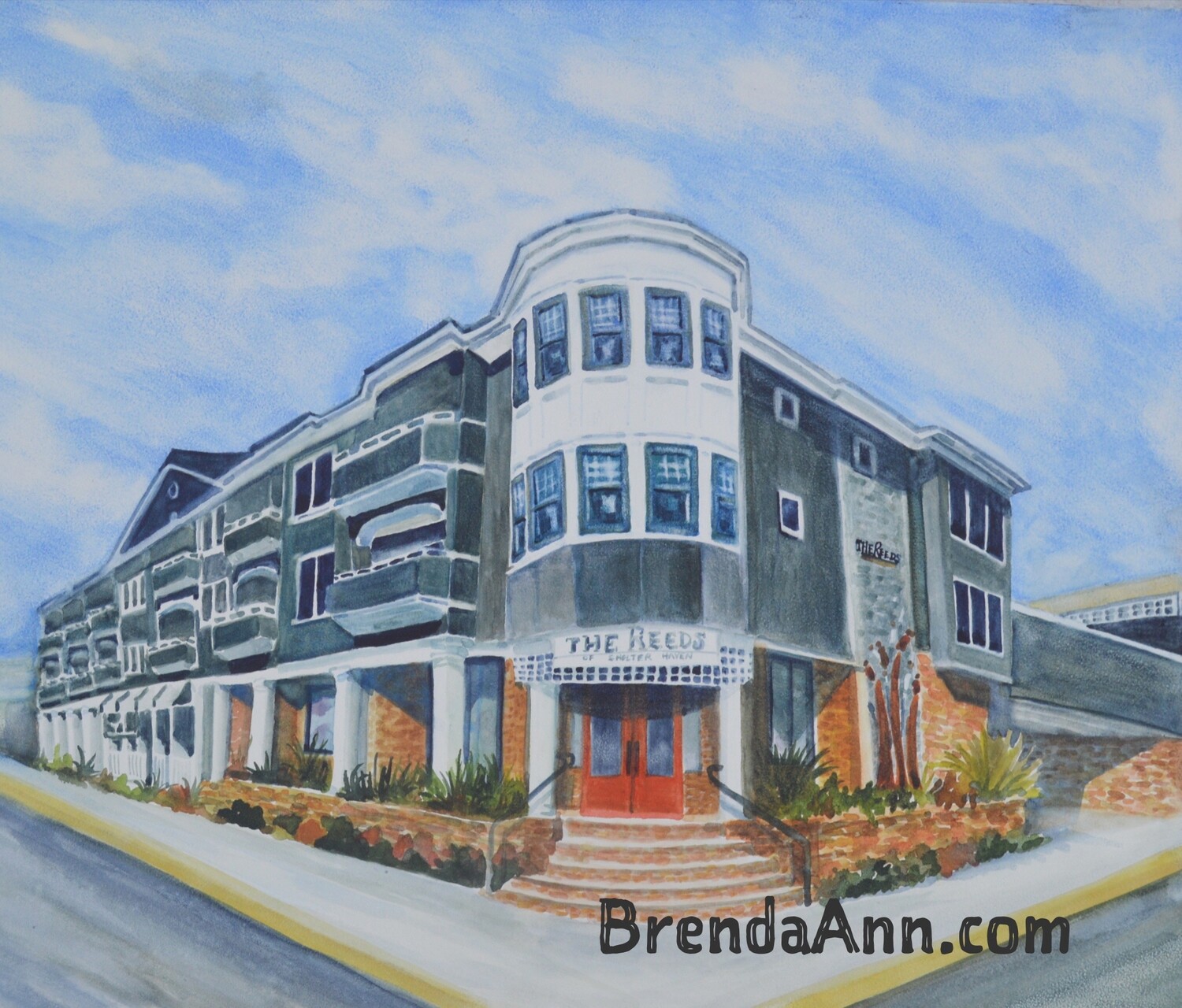 The Reeds at Shelter Haven watercolor print 11x14 inches Stone Harbor NJ wedding venue art