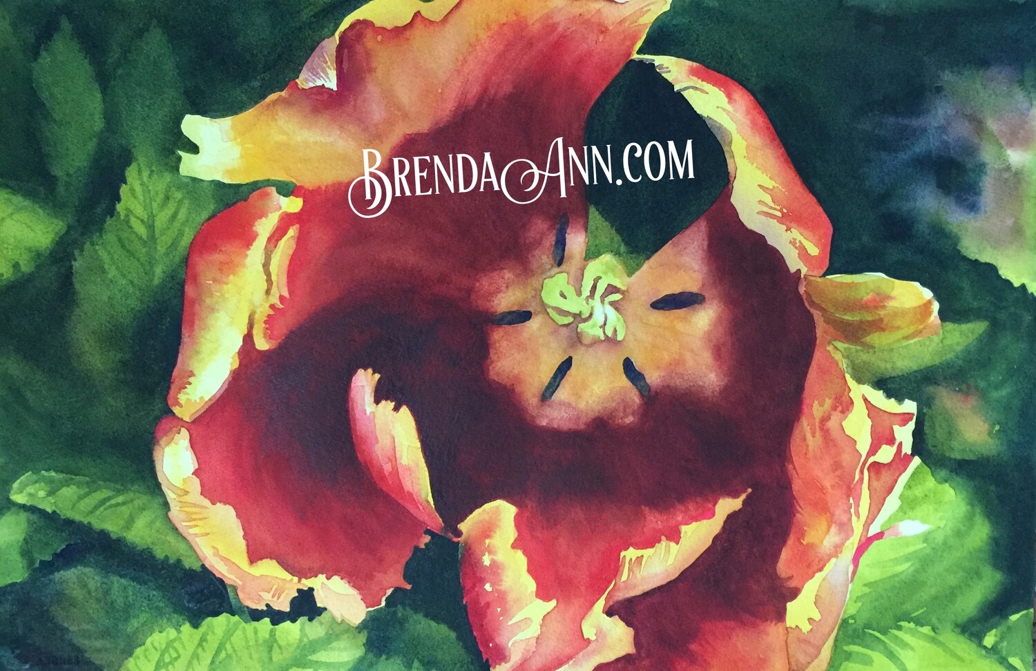 Orange Parrot Tulip Watercolor Print - 11x14 Inches Floral Art Gift