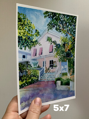Louie's Backyard Watercolor Print - 5x7 inch Key West Florida Keys Beach House Art Gift
