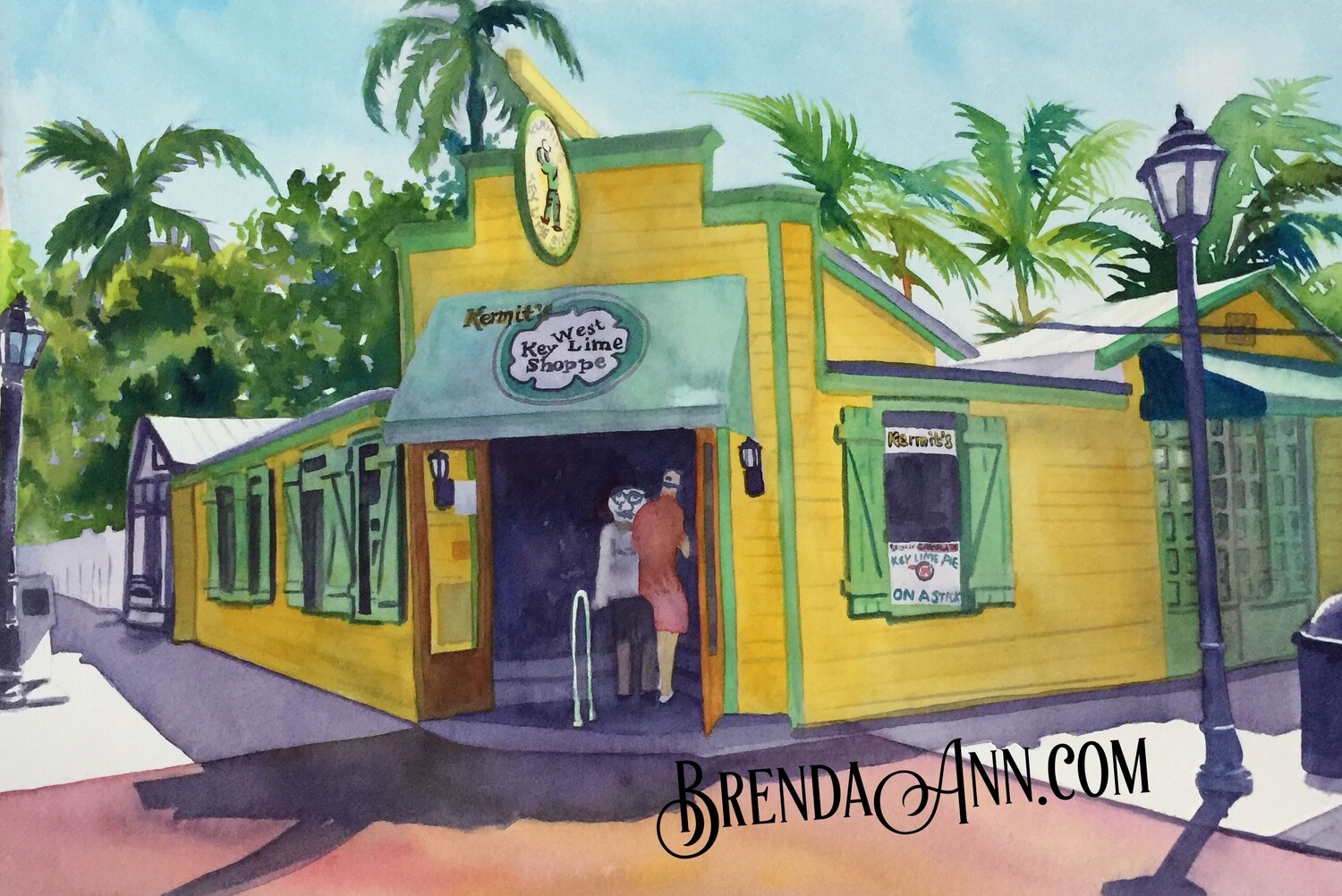 Kermit's Key West Lime Shoppe Watercolor Print - Key West Florida Keys Beach House Art Gift