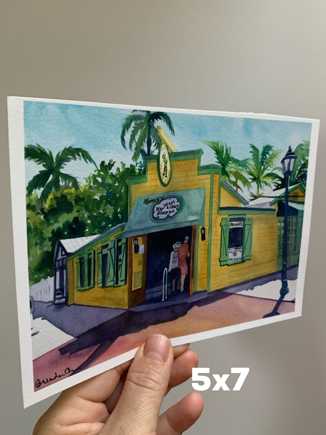 Kermit's Key West Lime Shoppe Watercolor Print - 5x7 Key West Florida Keys Beach House Art Gift