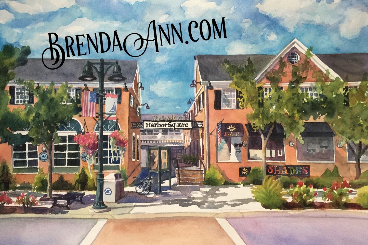 The Walk at Harbor Square watercolor print 11x14 inches Stone Harbor NJ art