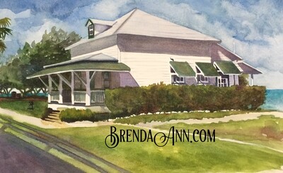 Pigeon Key Guest Cottage Watercolor Print - Marathon Florida Keys Beach House Art Gift