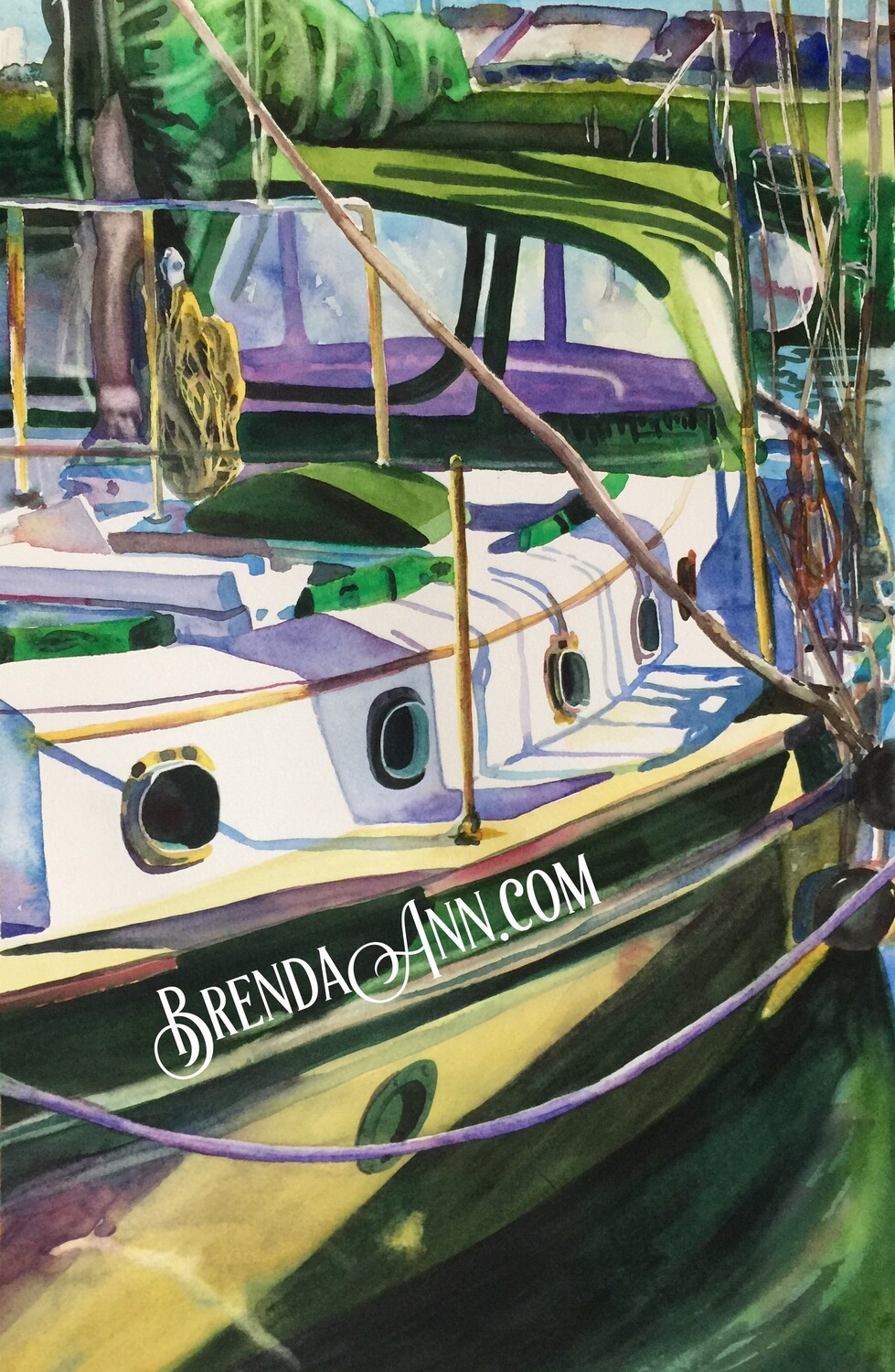Key Colony Beach Sailboat Watercolor Print - Marathon Florida Keys Beach House Art Gift