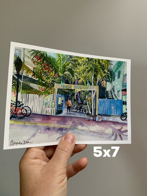 Blue Heaven Watercolor Print - 5x7 inch Key West Florida Keys Beach House Art Gift