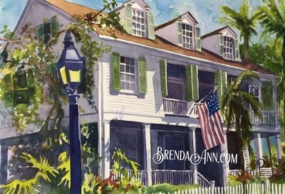 Audubon House Watercolor Print - Key West Florida Keys Beach House Art Wedding Gift