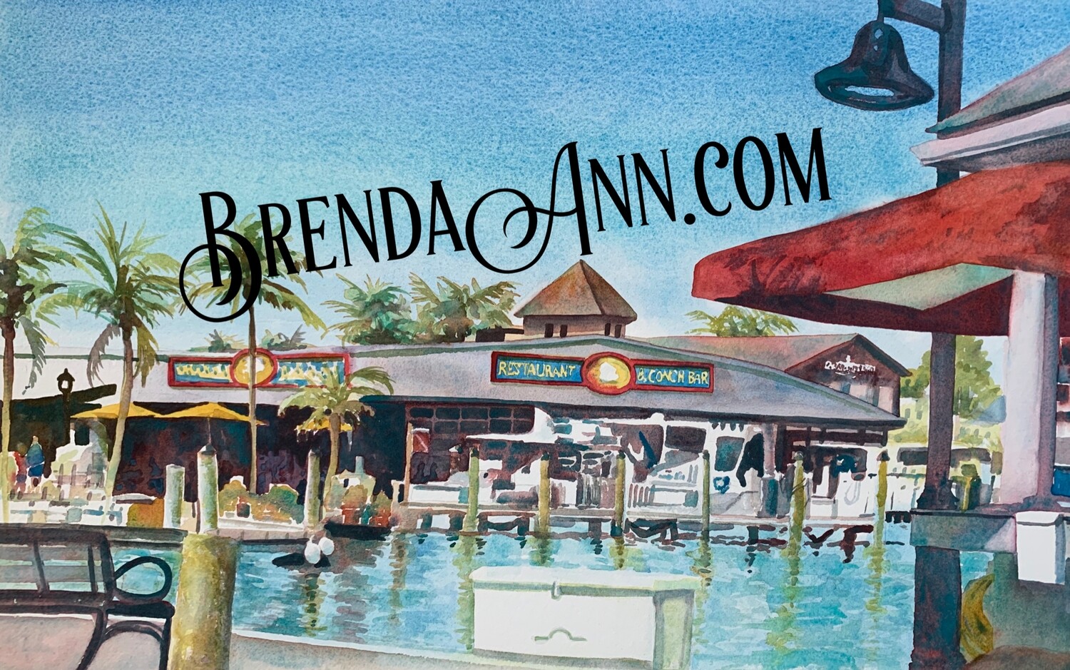 Conch Republic Seafood Company Watercolor Print - Key West Florida Keys Beach House Art Gift
