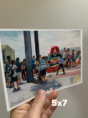 Southernmost Point Watercolor Print - 5x7 inch Key West Florida Keys Beach House Art Gift