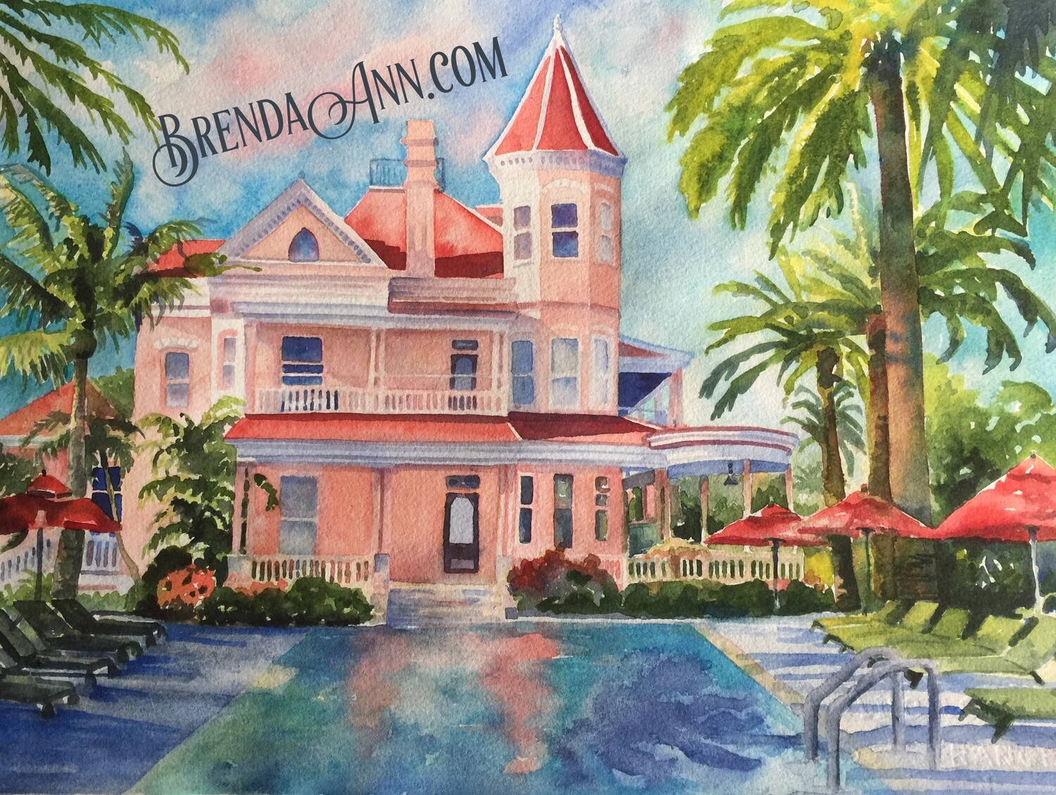 Southernmost House Watercolor Print - Key West Florida Keys Beach House Art Gift