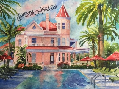 Southernmost House Watercolor Print - Key West Florida Keys Beach House Art Gift