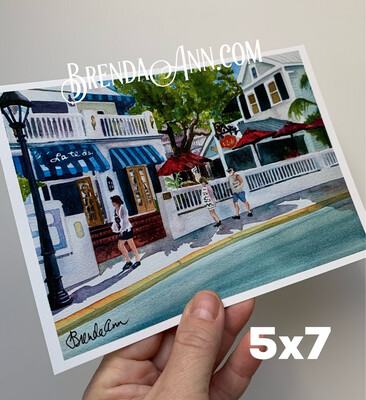 La Te Da Watercolor Print - 5x7 inch Key West Florida Keys Beach House Art Gift