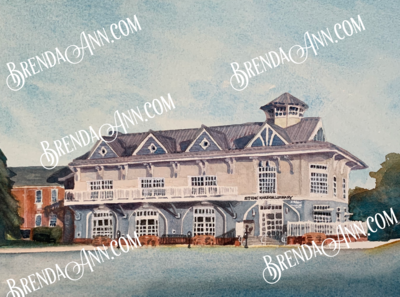 Stone Harbor Library watercolor print 11x14 inches Stone Harbor NJ art