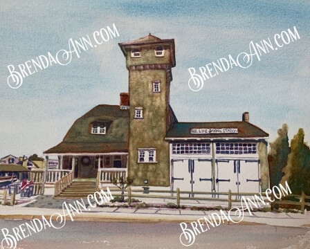 Tatham Lifesaving Station watercolor print 11x14 inches Stone Harbor NJ art