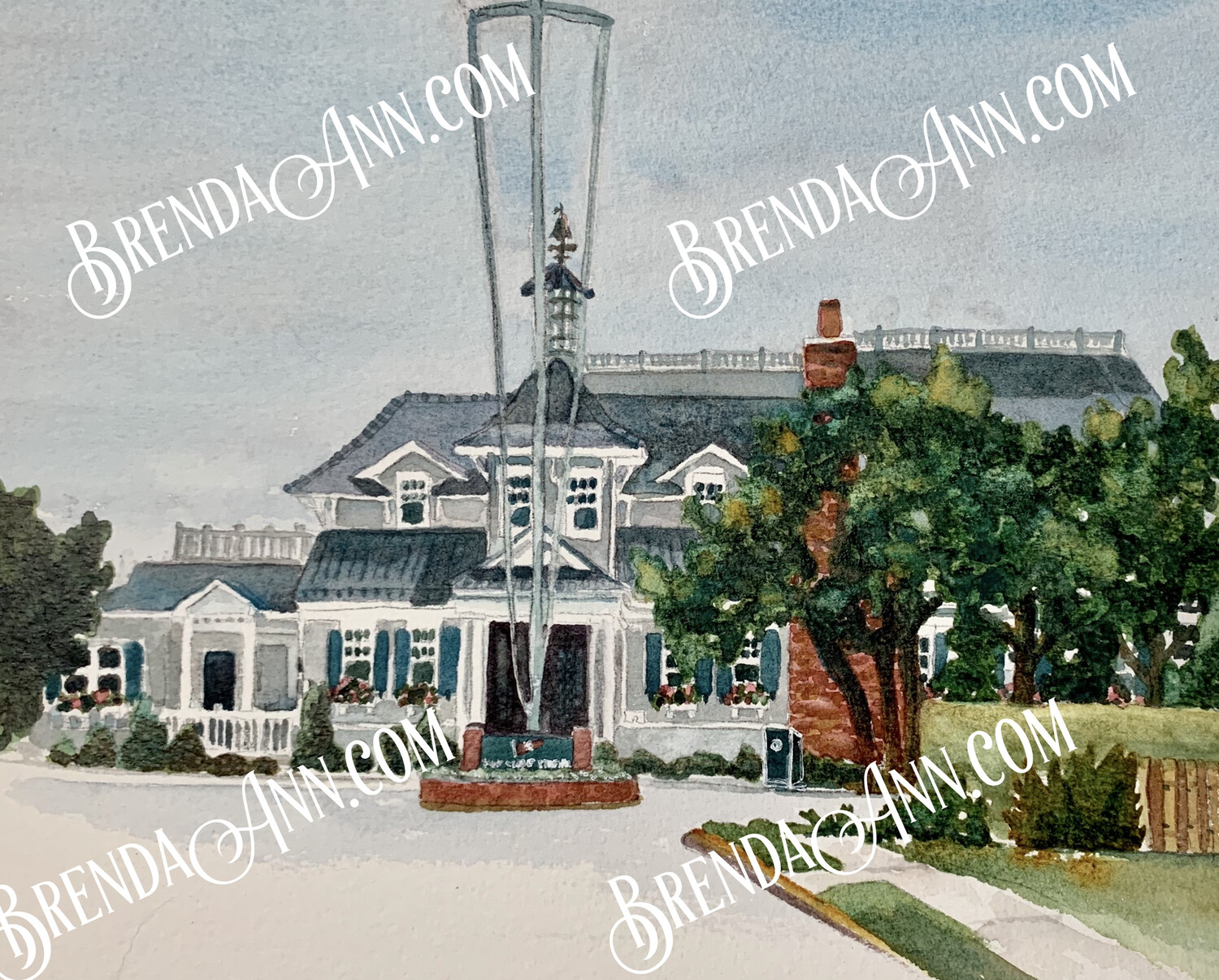 Yacht Club of Stone Harbor watercolor print 11x14 inches Stone Harbor NJ wedding venue art