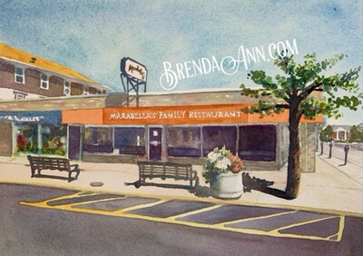 Marabella's Restaurant watercolor print 11x14 inches Stone Harbor NJ art