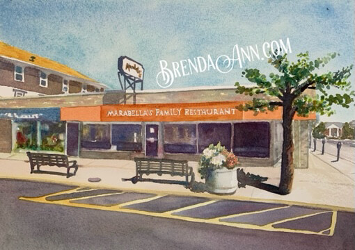 Marabella's Restaurant watercolor print 11x14 inches Stone Harbor NJ art