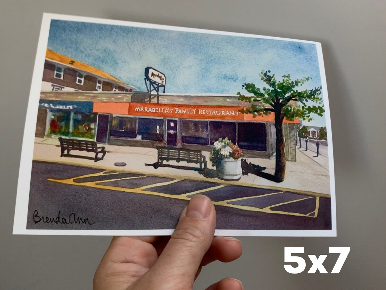 Marabella's Restaurant watercolor print 5x7 inches Stone Harbor NJ art