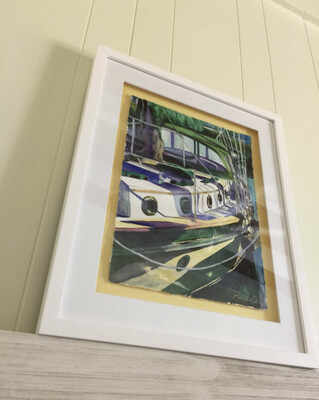 Key Colony Beach Sailboat Watercolor Painting - Florida Keys FRAMED ORIGINAL Wall Art 