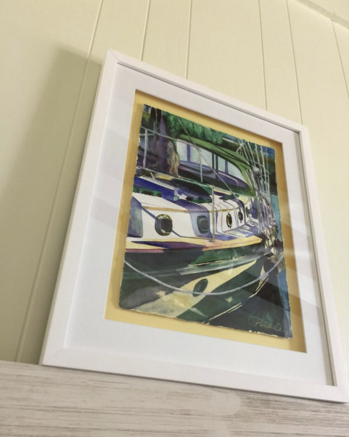 Key Colony Beach Sailboat Watercolor Painting - Florida Keys FRAMED ORIGINAL Wall Art 