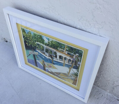 Little Palm Island Resort &amp; Spa Watercolor Painting - Florida Keys FRAMED ORIGINAL Wall Art