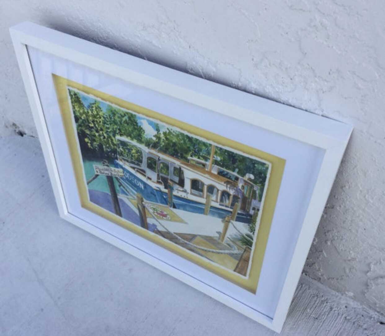 Little Palm Island Resort &amp; Spa Watercolor Painting - Florida Keys FRAMED ORIGINAL Wall Art