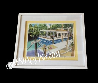 Little Palm Island Resort &amp; Spa Watercolor Painting - Florida Keys FRAMED ORIGINAL Wall Art