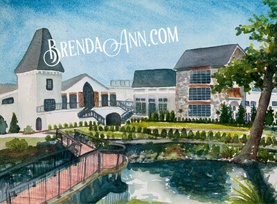 Renault Winery watercolor print 11x14 inches Egg Harbor NJ wedding venue art