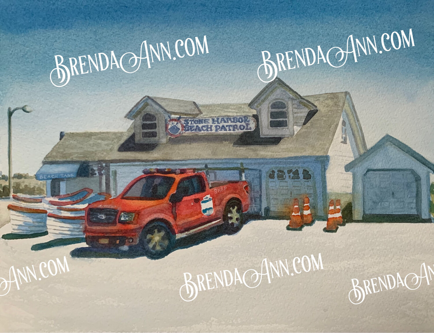 Stone Harbor Beach Patrol watercolor print 11x14 inches Stone Harbor NJ art