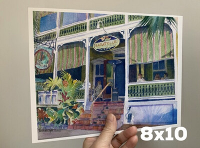 Bagatelle Restaurant Watercolor Print - Key West Florida Keys Beach House Art Gift