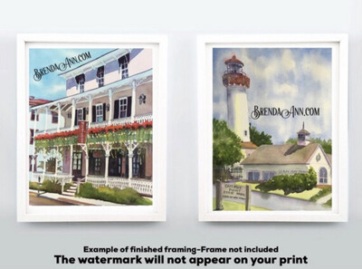 Hotel Alcott watercolor print 11x14 inches Cape May NJ art