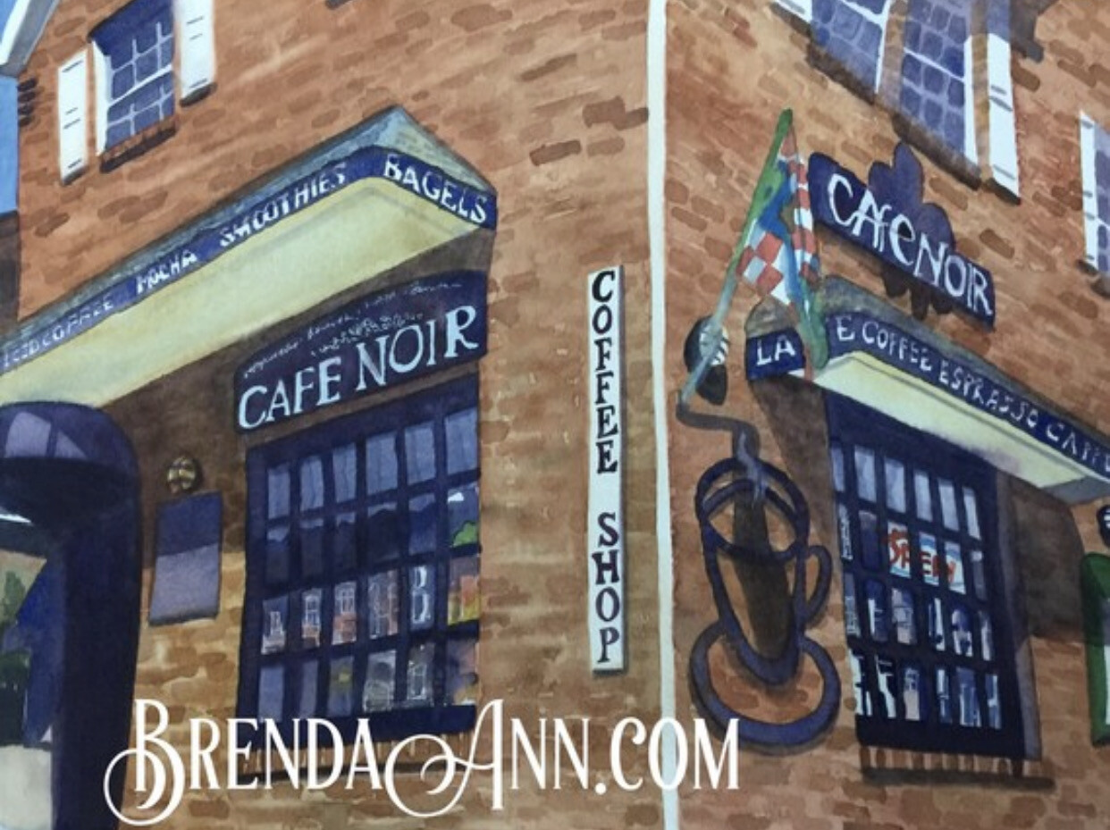 Cafe Noir watercolor print 11x14 inches Stone Harbor NJ art