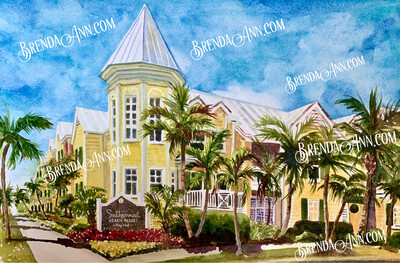 Southernmost Beach Resort Watercolor Print - Key West Florida Keys Art